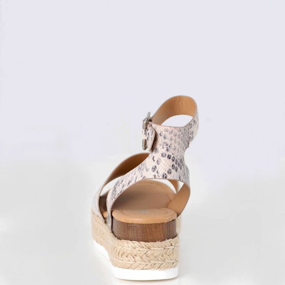 NEW🔥 Snake Peep Toe Ankle Strap Espadrille Sandal - Picture 4 of 4